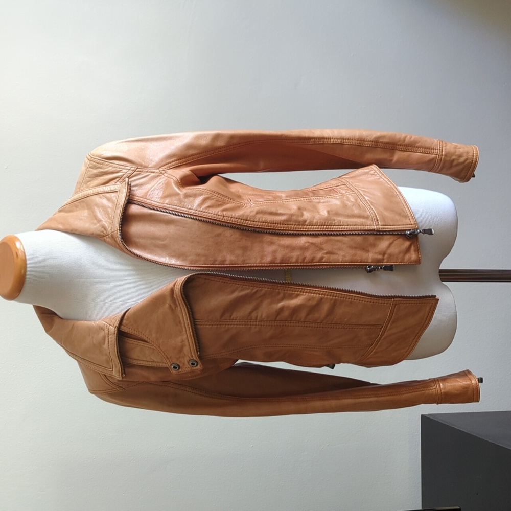 Ted Baker caramel leather jacket sz S-M